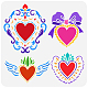 FINGERINSPIRE Regal Hearts Stencil 11.8x11.8 inch Love Heart Drawing Painting Stencil Plastic Bows Diamonds Wings Grass Pattern Stencil Large Reusable Template for Painting Valentine's Day Home Decor DIY-WH0391-0068-1