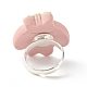 樹脂3dウサギ調節可能リング  女性のための動物の真鍮の指輪  ライトコーラル  usサイズ4 3/4(15.4mm) RJEW-JR00428-05-5