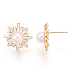 Boucles d'oreilles à tige en perles naturelles et fleurs de marguerite avec émail PEAR-N020-07G-2