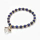 Natural Lapis Lazuli(Dyed) Beads Stretch Charm Bracelets BJEW-JB03857-02-1