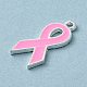 Pendenti in smalto in lega a tema nastro rosa per la consapevolezza del cancro al seno ENAM-A147-01L-2
