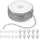 SUNNYCLUE DIY 10M 32.8 Feet 3MM Silver Chain Roll Figaro Chains Silver Plated Necklace Stainless Steel Cable Long Craft Link Chain Bulk for Jewellery Making Kits Necklaces Bracelets Crafting Supplies DIY-SC0019-61-1