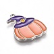 ハロウィンテーマアロイエナメルペンダント  紫色の魔法の帽子とオレンジ色のカボチャ  プラチナ  22x18.5x1.5mm  穴：1.6mm ENAM-J649-07P-3