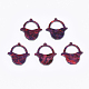セルロースアセテート（樹脂）ペンダント  バスケット  赤ミディアム紫  30x28x2.5mm  穴：1.2mm KY-T008-04C-1
