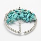 Tree of Life Synthetic Turquoise Bead Brass Wire Wrapped Big Pendants KK-L136-03H-NR-1