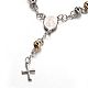 Bracelets de perles de chapelet avec croix BJEW-E282-03GP-2
