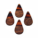 Transparent Resin & Walnut Wood Pendants RESI-N025-030-C02-2