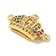 Real 18K Gold Plated Brass Micro Pave Cubic Zirconia Connector Charms KK-L209-045G-01-2