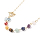 Halskette mit Perlenanhänger aus natürlichen gemischten Edelsteinen und Glaslotus NJEW-JN03888-4