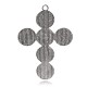 Antique Silver Plated Cross Alloy Dyed Synthetic Turquoise Big Pendants PALLOY-J304-01AS-2