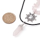 Ensemble de colliers avec pendentif soleil en alliage et balle de quartz rose naturel NJEW-JN04514-04-4