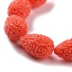 Dyed Synthetical Coral Teardrop Shaped Carved Flower Bud Beads Strands CORA-L009-03-2