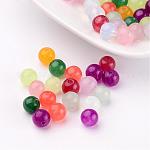 Natural Jade Beads, Dyed, Round, Mixed Color, 6mm, Hole: 1mm