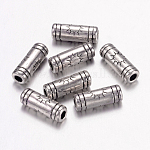 Tibetan Style Alloy Tube Beads, Lead Free & Nickel Free & Cadmium Free, Antique Silver, about 3.5mm wide, 9.5mm long, hole: 2mm