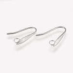 304 Stainless Steel Earring Hooks, Ear Wire, with Horizontal Loop, Stainless Steel Color, 17.5x13x15mm, Hole: 2.5mm, Pin: 0.8mm