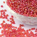 Granos redondos de la semilla de cristal, colores transparentes arco iris, redondo, rojo, 2mm