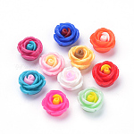 Abalorios de resina, rosa, color mezclado, 14x14~15x10mm, agujero: 1 mm