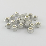 Perline europei grande resina buco, con colore argento placcato ottone doppie core, rondelle sfaccettato, argento, 14x9mm, Foro: 5 mm