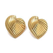 Ion Plating(IP) 304 Stainless Steel Heart Ear Studs for Women EJEW-P234-18G