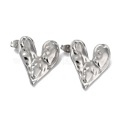 304 женские серьги-гвоздики в виде сердечек из нержавеющей стали EJEW-P234-17P