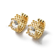 Квадратная серьга-кафф из прозрачного стекла EJEW-P229-06G