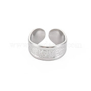 304 anello a polsino aperto con scritta Love in acciaio inossidabile per donna RJEW-S405-191P