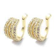 Серьги-каффы из латуни с микропаве и кубическим цирконием EJEW-C086-06G