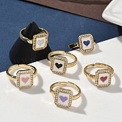 Латунные микро проложить манжеты кольца кубического циркония RJEW-H256-12G