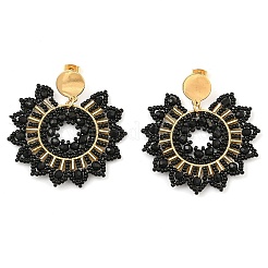 Ohrstecker aus 304er Edelstahl und böhmischem Perlenschmuck in Blumenform für Damen&nbsp;EJEW-R001-04A
