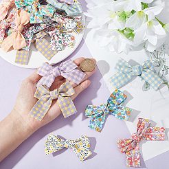 20 Stück 10 Farben Blumen-/Tartanmuster Stoffschleife für Kostümschmuck&nbsp;FIND-GF0004-73
