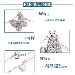 Bracciale con ciondolo a forma di farfalla in argento sterling placcato rodio con biglietto per nipote&nbsp;SJEW-CN0001-09