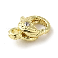 Laiton micro pavé zircon cubique clair fermoir pince de homard&nbsp;LS-KK-K371-11B-G