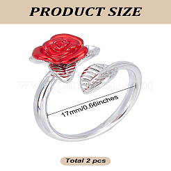 2 Stück Messing Emaille Rose Fingerring für Damen&nbsp;RJEW-LP0001-41