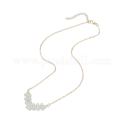 Collane con catena in ottone con ciondolo a forma di freccia con perline rotonde sfaccettate in avventurina verde naturale&nbsp;NJEW-TA00207-02