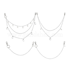 4 Stück 4 Stile Legierung Mond Stern Charms Messing Tasche Verlängerungsketten&nbsp;HJEW-PH02076
