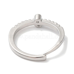 Anelli regolabili numero 9 da donna con placcatura in ottone con zirconi cubici trasparenti&nbsp;RJEW-S407-09P-09