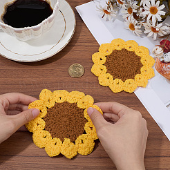 2 Stück Tassenmatten aus Baumwoll-Makramee.&nbsp;AJEW-DJ0001-90