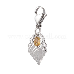 Blatt 304 Edelstahl & natürliche Turmalin Anhänger Dekorationen&nbsp;HJEW-JM03906-01