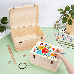 2 caja de embalaje de madera de 2 tamaños con tapa abatible&nbsp;CON-WH0086-247