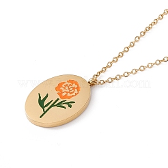 Collar con colgante de flor de nacimiento ovalada de esmalte&nbsp;STAS-H174-02G-J