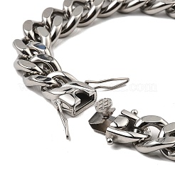 Bracciale a catena cubana in acciaio inossidabile 304 anti-ossidazione&nbsp;NJEW-D050-02G-P
