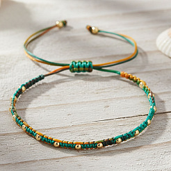 Braccialetti di perline intrecciate con perline rotonde in ottone&nbsp;CX8547-1