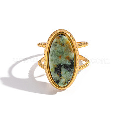 Bracciale aperto da donna in acciaio inossidabile 304 con pietre preziose naturali.&nbsp;FS3382
