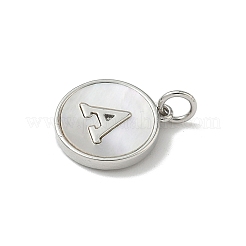 Messing Pavé Naturmuschel flach rund mit Buchstaben a~z Charms&nbsp;KK-Z115-13P