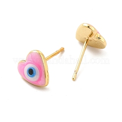 Emaille-Herz mit Ohrsteckern des bösen Blicks&nbsp;EJEW-P210-05G-01