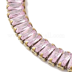 Braccialetti a catena con maglie rettangolari in zirconia cubica rosa con placcatura ionica (ip) 304 in acciaio inossidabile per donna&nbsp;BJEW-Z066-01G-02