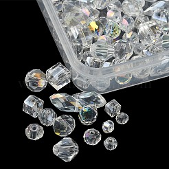 100 Stück transparente galvanisierte Glasfacettenperlen im 15-Stil&nbsp;EGLA-YW0003-03