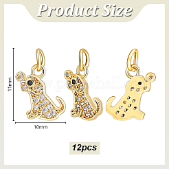 12 ciondoli in ottone con micro pavé di zirconi cubici&nbsp;KK-GA0002-53