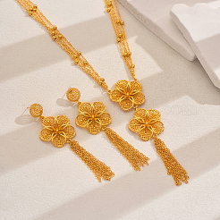Orecchini e collane esagerati con nappe a forma di fiore in lega di zinco per le donne da sposa&nbsp;XD9358