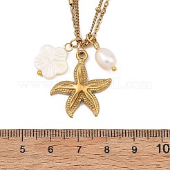 Halskette mit Anhänger aus natürlicher Meeresmuschelblume&nbsp;NJEW-JN06260